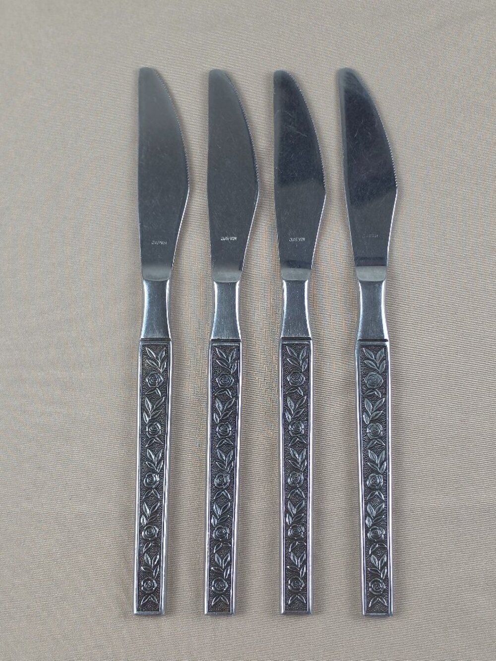 Vtg Interpur MEXICALY ROSE 4 Knives Silverware Flatware Stainless Steel JAPAN